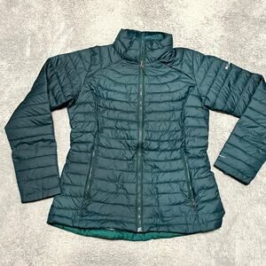 Columbia Coat Womens Large Puffer Jacket Omni Heat Coat Quilted Green